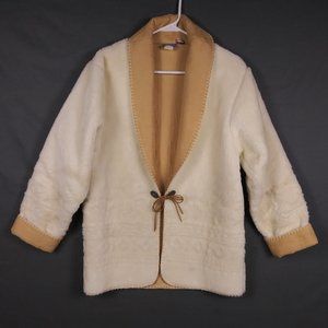 Vintage Natural Reflections Sherpa Suede Jacket Medium Cream Tan USA
